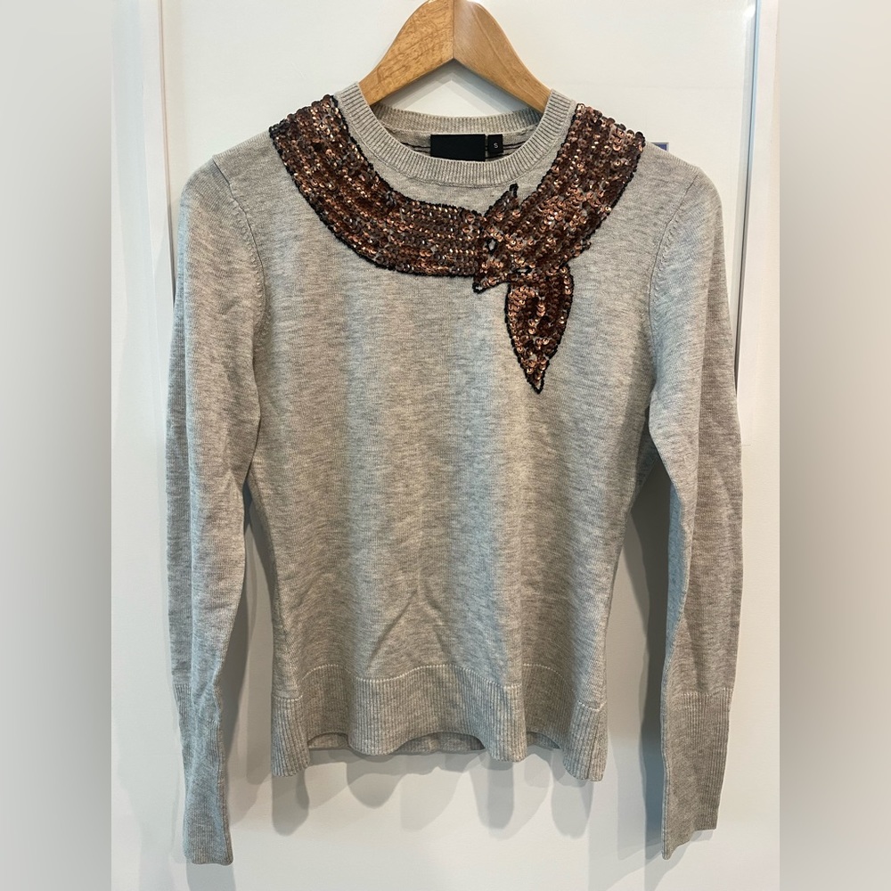 Grey/Gray Cashmere and Bronze Sequin Jumper